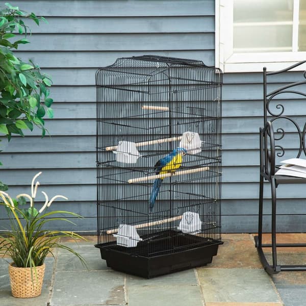 Rootz Bird Cage Aviary - Bird Shelter - Canopy Sanctuary - Aftageligt droppingsbræt - 46,5 x 35,5 x 92 cm