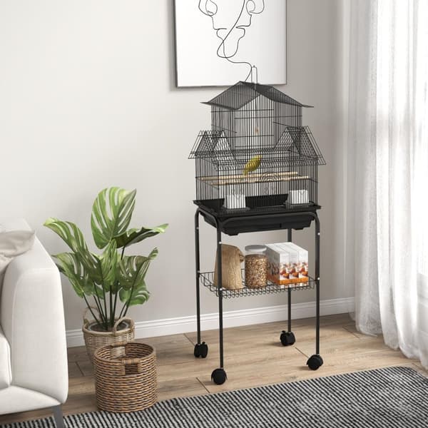 Rootz Bird Cage Birdhouse - Aviary House - Bird Shelter - Easy Cleaning & Transport - 50,5L X 41W X 121H CM