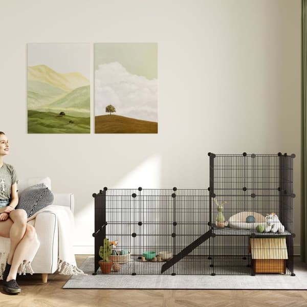 Rootz Dwarf Rabbit -kapsling - Small Pet Hutch - Animal Habitat - Säker och rymlig - 140 x 70 x 105 cm