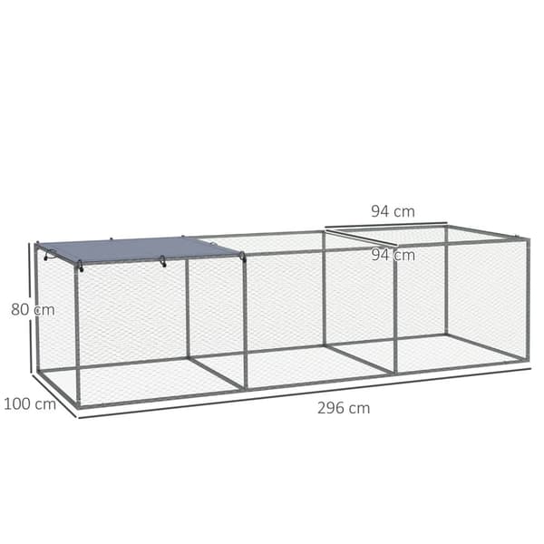 Rootz Enclos Poulailler Cage - Kani Hutch - Pienin eläinkynä - Galvanoitu teräs - 3M x 1m x 0,8m turvalliselle ulkoiluhuoneelle