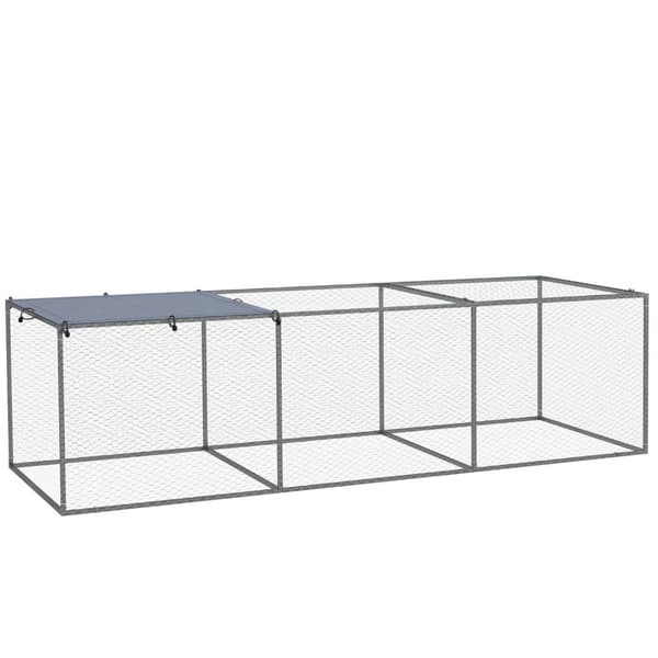 Rootz Enclos Poulailler Cage - Kani Hutch - Pienin eläinkynä - Galvanoitu teräs - 3M x 1m x 0,8m turvalliselle ulkoiluhuoneelle