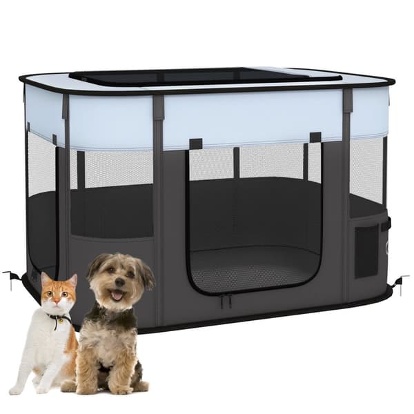 Rootz Foldble Pet Play Run - Puppy PlayPen - Kissanpentu kotelo - Ilmanvaihto - 94x74x60cm - kannettava säilytyslaukku sisä-/ulkokäyttöön