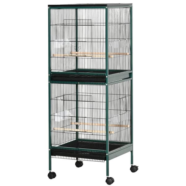 Rootz Large Double Stand Bird Cage - Aviary - Bird Enclosure - Rymlig ståldesign - 51,5W x 50D x 140H cm