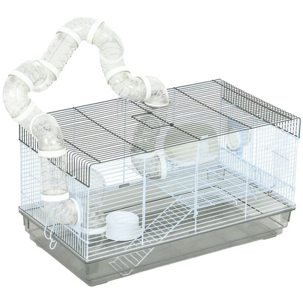 Rootz Hamster Cage - Jyrsijä Cage - Pieni PET -elinympäristö - jännittävä tunnelijärjestelmä - 58 x 32 x 31 cm - harmaa