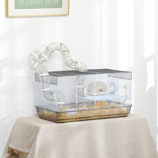 Rootz Hamster Cage - Jyrsijä Cage - Pieni PET -elinympäristö - jännittävä tunnelijärjestelmä - 58 x 32 x 31 cm - harmaa