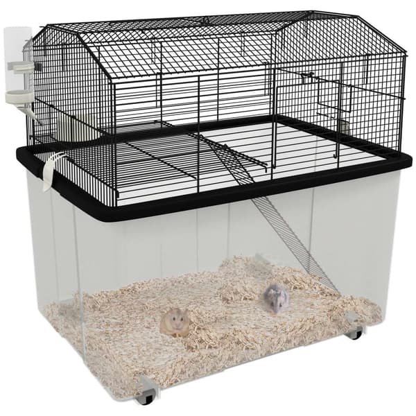 Rootz Hamster Cage -jyrsijä Cage - Pienin eläinten elinympäristö - PET -kotelo - Liikunnan edistäminen - Teräslanka - 57 x 43 x 57 cm