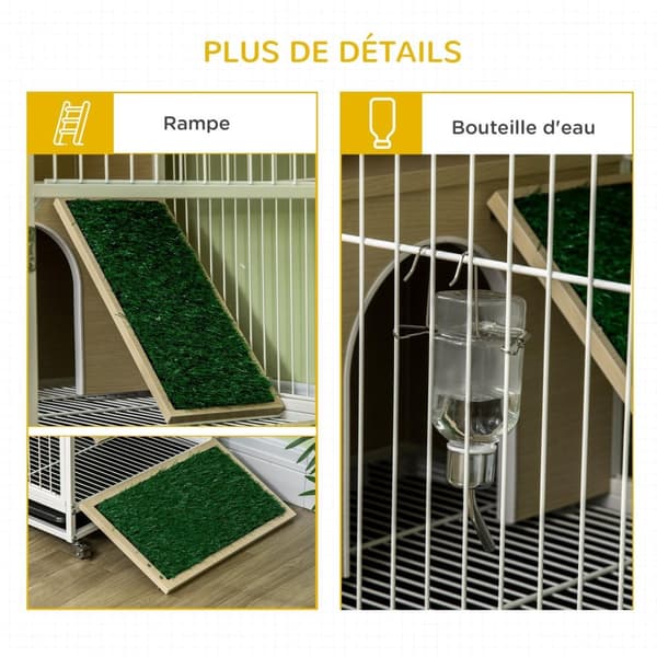 Rootz Rabbit Cage Hutch - Kanin koti pyörillä - Pieni lemmikkitalo - Helppo puhdas lokero - 78 cm x 52,5 cm x 76,5 cm