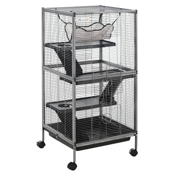 Rootz Small Animal Cage - Rollbar gnaverhabitat - 3 niveau Pet Cabinet - Let mobilitet - 52 cm x 52 cm x 113,5 cm
