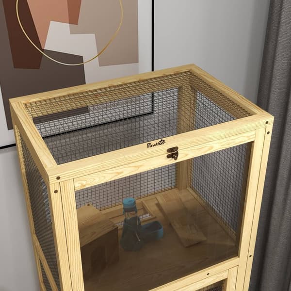 Rootz Wooden 5 -tasoinen häkki - Hamsterin kotelo - Pienin eläinten elinympäristö - tilava suunnittelu - 54 x 38 x 131 cm