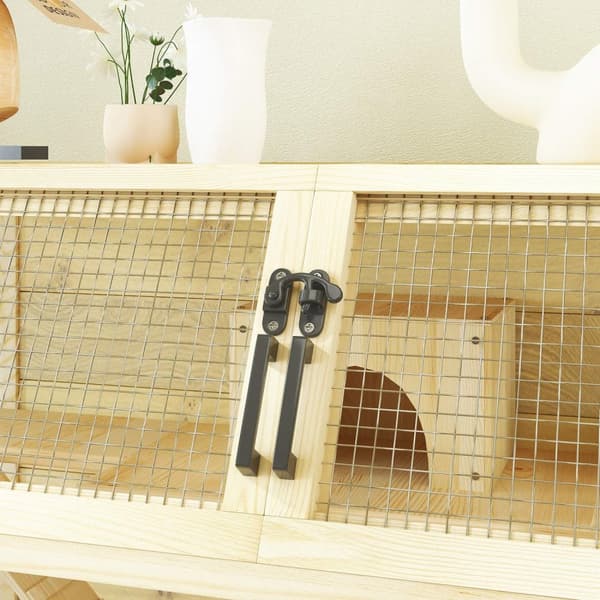 Rootz Wooden Dwarf Hamster Cage - Small Animal House - To -etagers kæledyrsindkapsling - Opbevaring og mobilitet - 87 x 43 x 101 cm