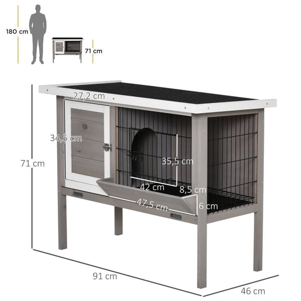 Rootz Wooden Rabbit Hutch - Bunny Cag