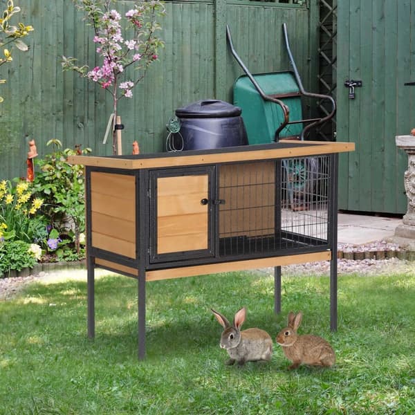 Rootz Wooden Rabbit Hutch - gnaverbur - Guinea Pig House - sikrer sikkerhed - 91,5L x 45W x 70H cm