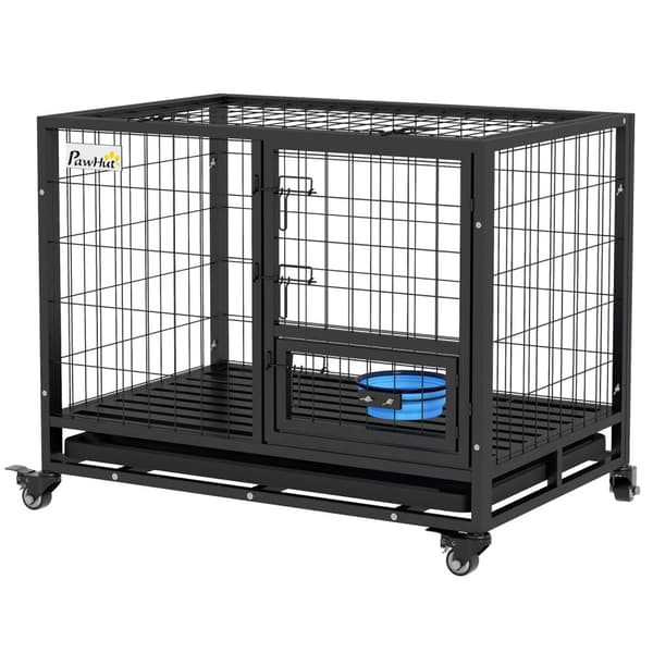 Rootz Dog Cage Transport Cage - Portable Kennel - Rolling Pet Crate - Borttagbar bricka - 92 cm x 62 cm x 73 cm