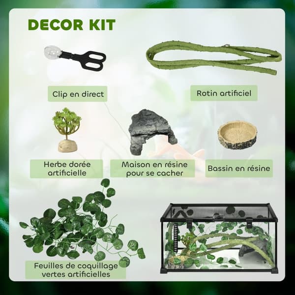 Rootz Reptile Box Terrarium - Habitat Cabiton - Animal Cage - Ventilated & Secure - 50 cm x 30 cm x 25 cm - Ideel til krybdyr og edderkopper