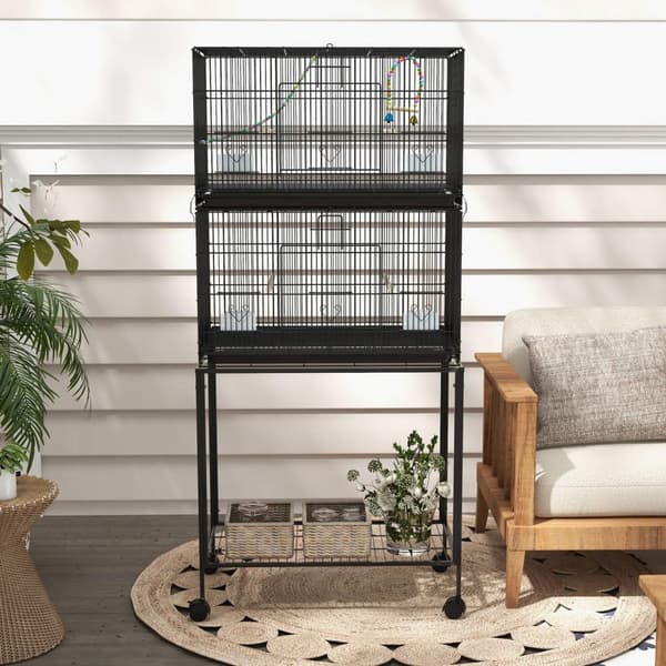 Rootz Standing Bird Cage - Aviary - Lintukotelo - Helppo puhdistus - 77cm x 46cm x 164 cm