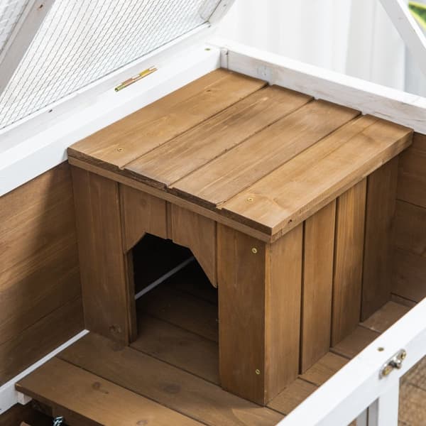 Rootz Rabbit Cage Hutch - Small Animal Enclosion - 2 Level Rabbit House - Easy Clean Design - 91.5x53.3x73 cm