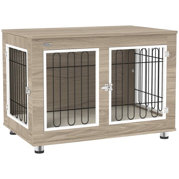Rootz Indoor Dog Cage Side Table - Dog Kennel - Kæledyrskasse - Dobbeltdør og pude - 90 cm x 58 cm x 65 cm