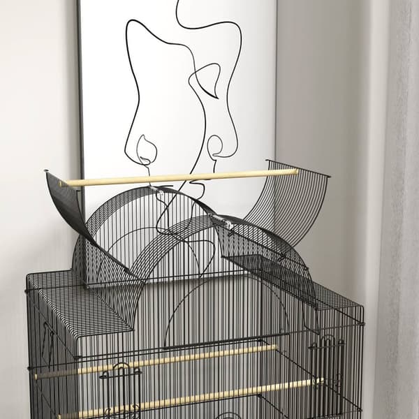 Rootz Mobile Bird Cage - Kanarian ja budgie -elinympäristö - Kestävä metalliverkko - Sileä liikkuvuus - 63 cm x 53cm x 144 cm