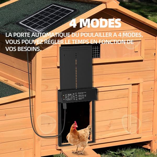 C Hönshusdörr 24,38x56,64cm solautomatisk hönsgårdsdörr med LED-skärm intelligent anti-kläm ljussensor