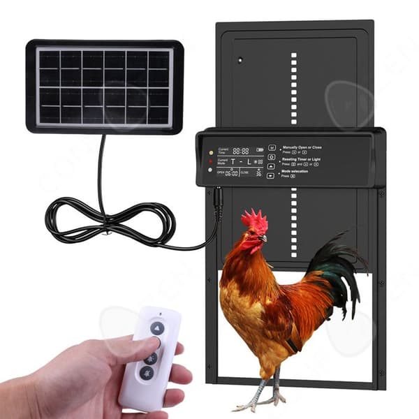 C Hönshusdörr 24,38x56,64cm solautomatisk hönsgårdsdörr med LED-skärm intelligent anti-kläm ljussensor