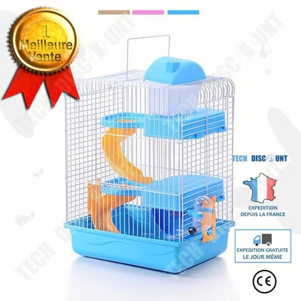 TD® 2 våningar hamsterhus musbur med flaska med glidskiva