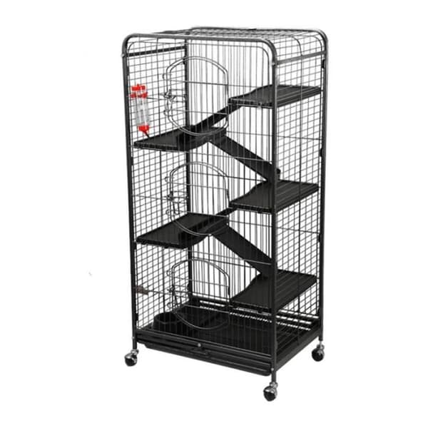 TD® Stor bur för gnagare-råttor-illrar-ekorrar-chinchillor - 6 nivåer 64 x 44 x 131 cm svart