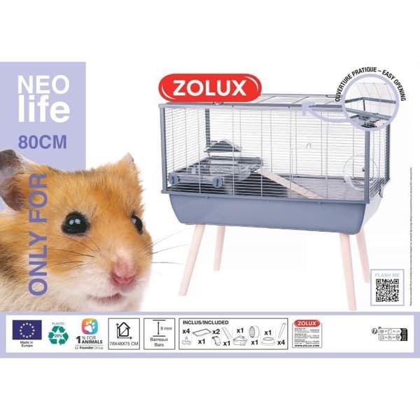Liten nätbur för gnagare på ben NeoLife 80 - Zolux Grå