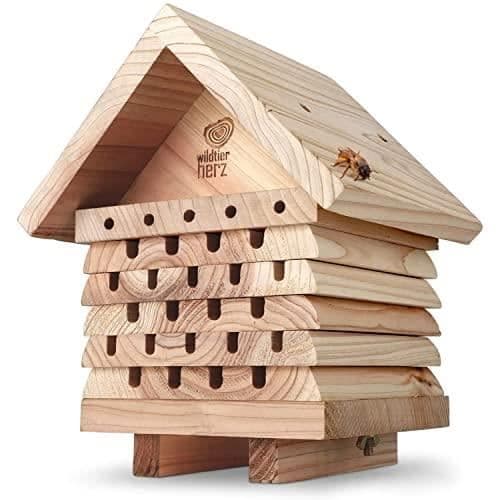 Hive for Lonely Bees - Vattentät, Bee Hotel, Wooden Bee Hive, Bee Insect House for Garden.