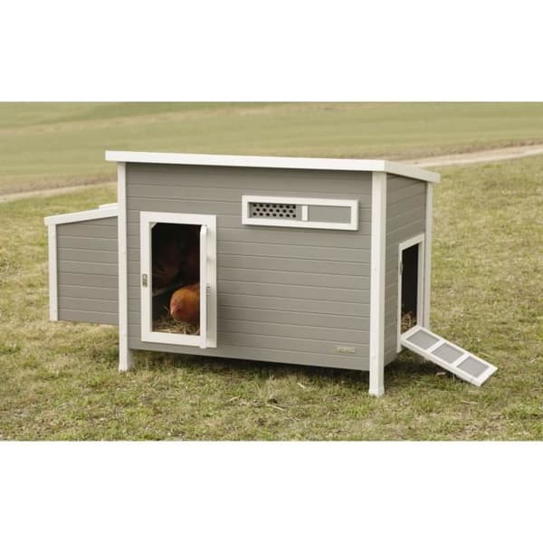 Kerbl Hönshus Barney Plast 2-4 höns - 137x73x83 cm - Grå och vit - 60% PVC 40% trä