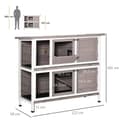 Miniatyrbillede 3 af 7: Rootz 2 -etagers kaninbur - Pet Hutch - Animal Shelter - Solid Wood - Foldbart tag - 122 x 50 x 101 cm Grå hvid
