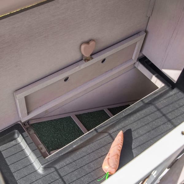 Rootz 2 -etagers kaninbur - Pet Hutch - Animal Shelter - Solid Wood - Foldbart tag - 122 x 50 x 101 cm Grå hvid