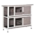 Miniatyrbillede 6 af 7: Rootz 2 -etagers kaninbur - Pet Hutch - Animal Shelter - Solid Wood - Foldbart tag - 122 x 50 x 101 cm Grå hvid