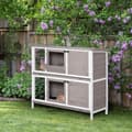Miniatyrbillede 2 af 7: Rootz 2 -etagers kaninbur - Pet Hutch - Animal Shelter - Solid Wood - Foldbart tag - 122 x 50 x 101 cm Grå hvid