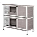 Miniatyrbillede 1 af 7: Rootz 2 -etagers kaninbur - Pet Hutch - Animal Shelter - Solid Wood - Foldbart tag - 122 x 50 x 101 cm Grå hvid