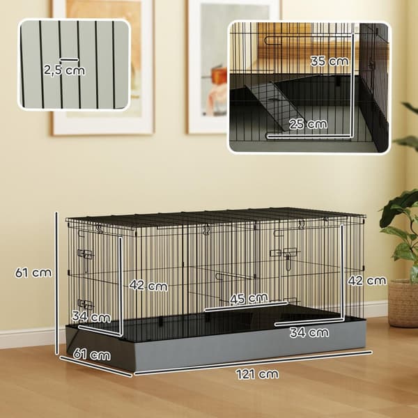 Rootz 2 -i -1 dvärghamsterbur - Small Animal Cage - PET -hölje - Vattentät tyg - 121 cm x 61 cm x 61 cm