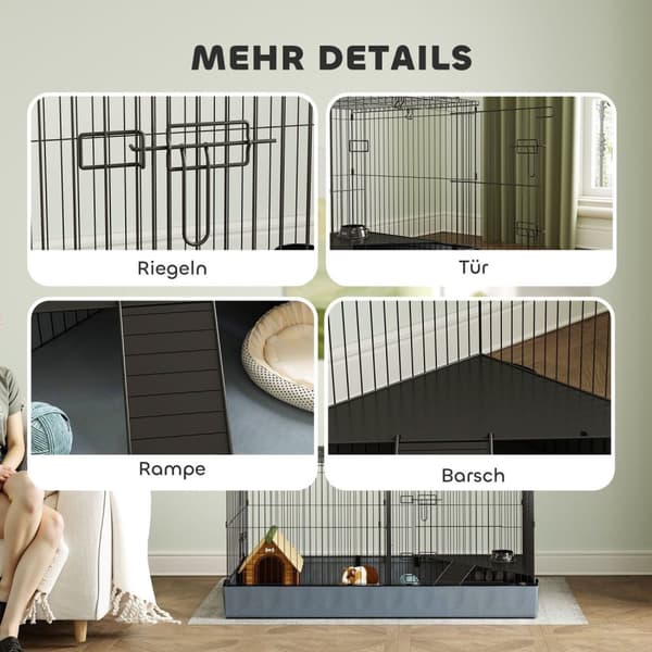 Rootz 2 -i -1 dvärghamsterbur - Small Animal Cage - PET -hölje - Vattentät tyg - 121 cm x 61 cm x 61 cm