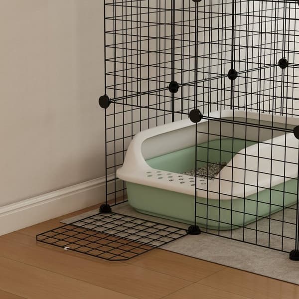 Rootz 4 Level Rabbit Cage - Small Animal Inclosure - Anpassningsbara nätpaneler - Rymlig design - 105 x 105 x 140 cm