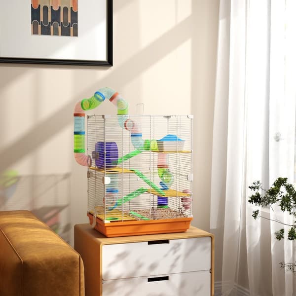 Rootzin 4 -tason hamsteri -häkki - Jyrsijöiden elinympäristö - Pienin eläinkotelo - Hauska ja tilava - 46 x 30 x 58 cm