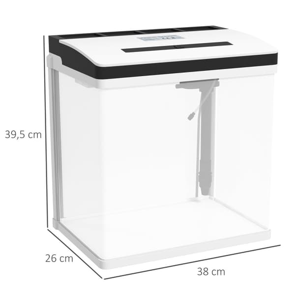 Rootz Aquarium - Fish Tank - vesistöllinen elinympäristö - Sisältää LED -valon ja suodattimen - 38 cm x 26cm x 39,5 cm