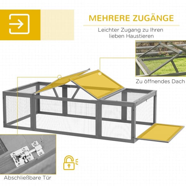 Rootz Freewheel -kapsling - Outdoor Rabbit Stable - Small Animal Cage - Winter -Proof - Hållbart gran trä - 180 cm x 90 cm x 48 cm