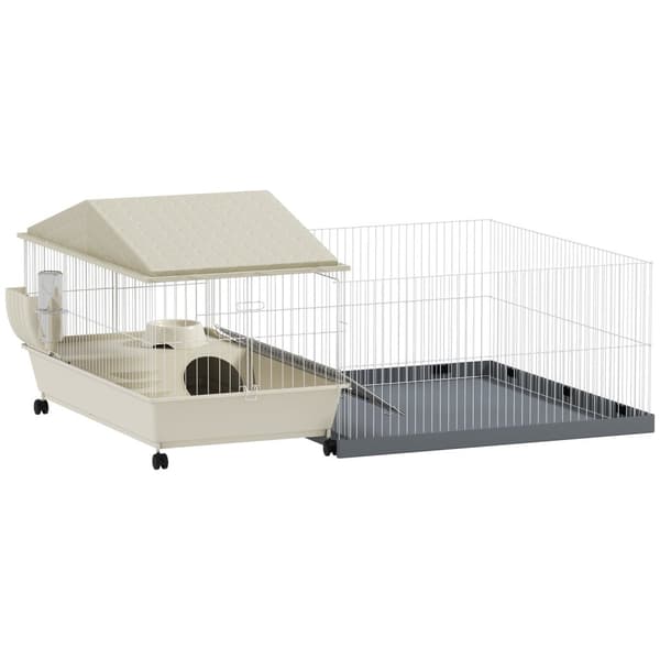 Rootz Guinea Pig Cage - Small Animal Inclosure - Habitat with Lovningsbar ramp - Lätt rengöring - 108 cm x 71 cm x 57 cm