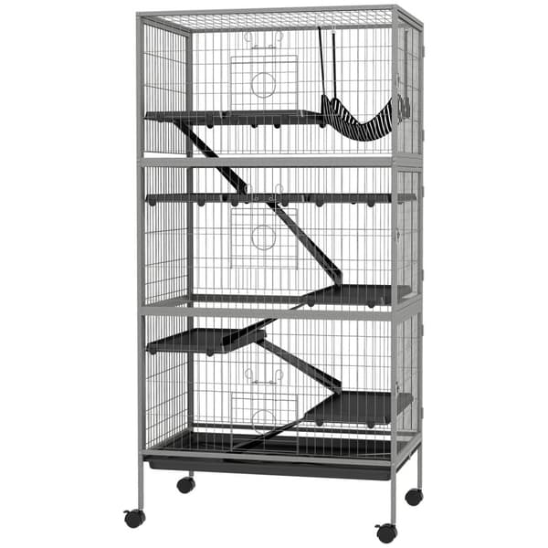 Rootz Multichunctional jyrsijöiden häkki - Pienin eläinten elinympäristö - 4 Tason kotelo - Turvallinen teräsrakenne - 80L x 52B x 159H CM