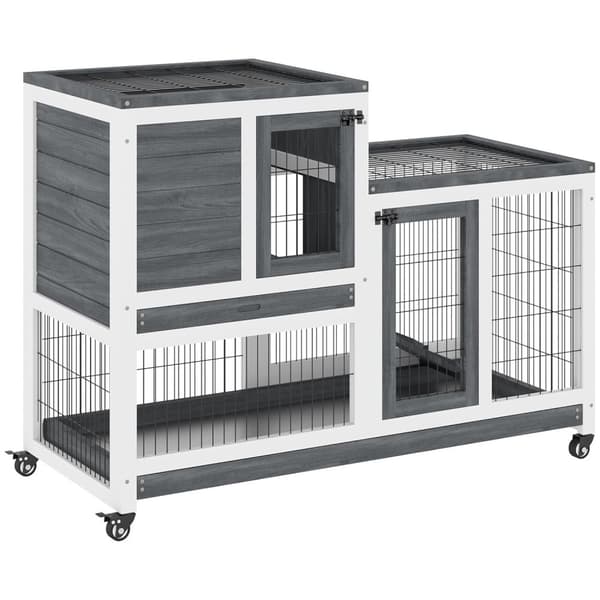 Rootz Rabbit Stable on Pyörillä - Kani Cage - Bunny Hutch - Tilava mukavuus - 110 cm x 50 cm x 88cm