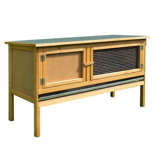 Rootz Rabbit Cage - Kanin sarana - Kani Hutch - Helppo puhdistus - 115 cm x 44,3 cm x 65cm - ruskea ja vihreä