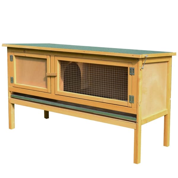 Rootz Rabbit Cage - Kanin sarana - Kani Hutch - Helppo puhdistus - 115 cm x 44,3 cm x 65cm - ruskea ja vihreä