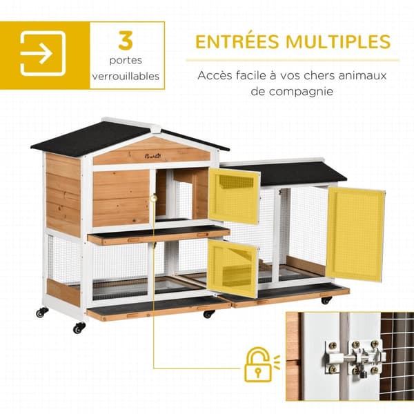 Rootz Rabbit Stable - Animal Villa - Outdoor Rabbit Hutch - Secure & Spacious - 157,4 cm x 53 cm x 99,5 cm