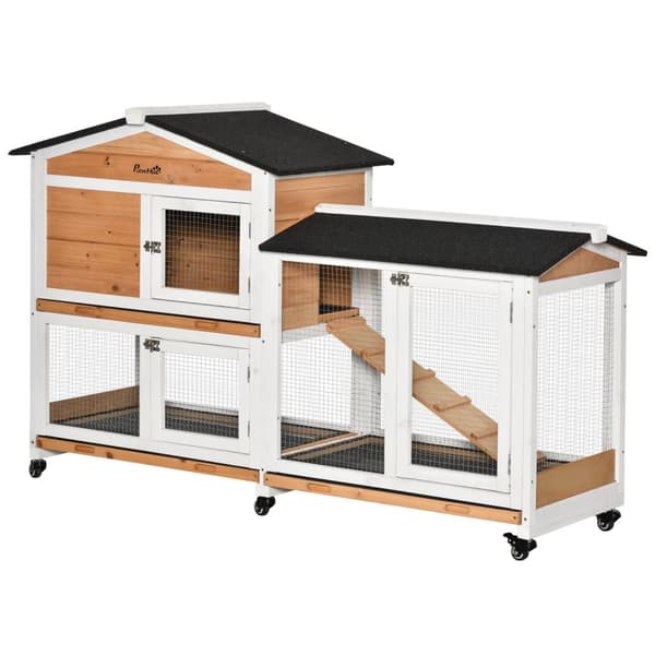 Rootz Rabbit Stable - Animal Villa - Outdoor Rabbit Hutch - Secure & Spacious - 157,4 cm x 53 cm x 99,5 cm