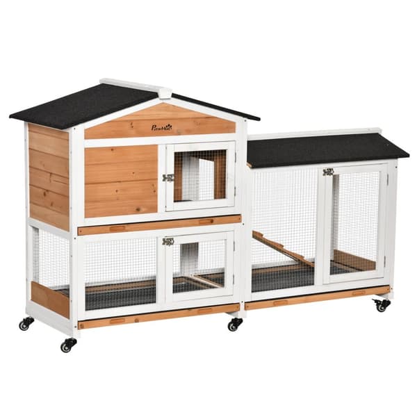 Rootz Rabbit Stable - Animal Villa - Outdoor Rabbit Hutch - Secure & Spacious - 157,4 cm x 53 cm x 99,5 cm