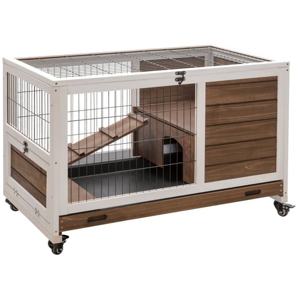 Rootz Rabbit Hutch - Animal House - PET -kotelo - tilava ja lukittava - liukumaton ramppi - 90 cm x 53cm x 59 cm