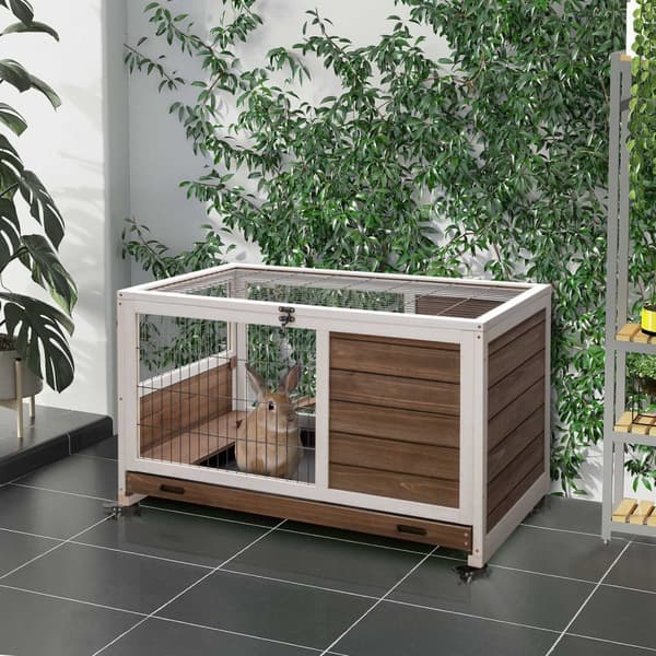 Rootz Rabbit Hutch - Animal House - PET -kotelo - tilava ja lukittava - liukumaton ramppi - 90 cm x 53cm x 59 cm